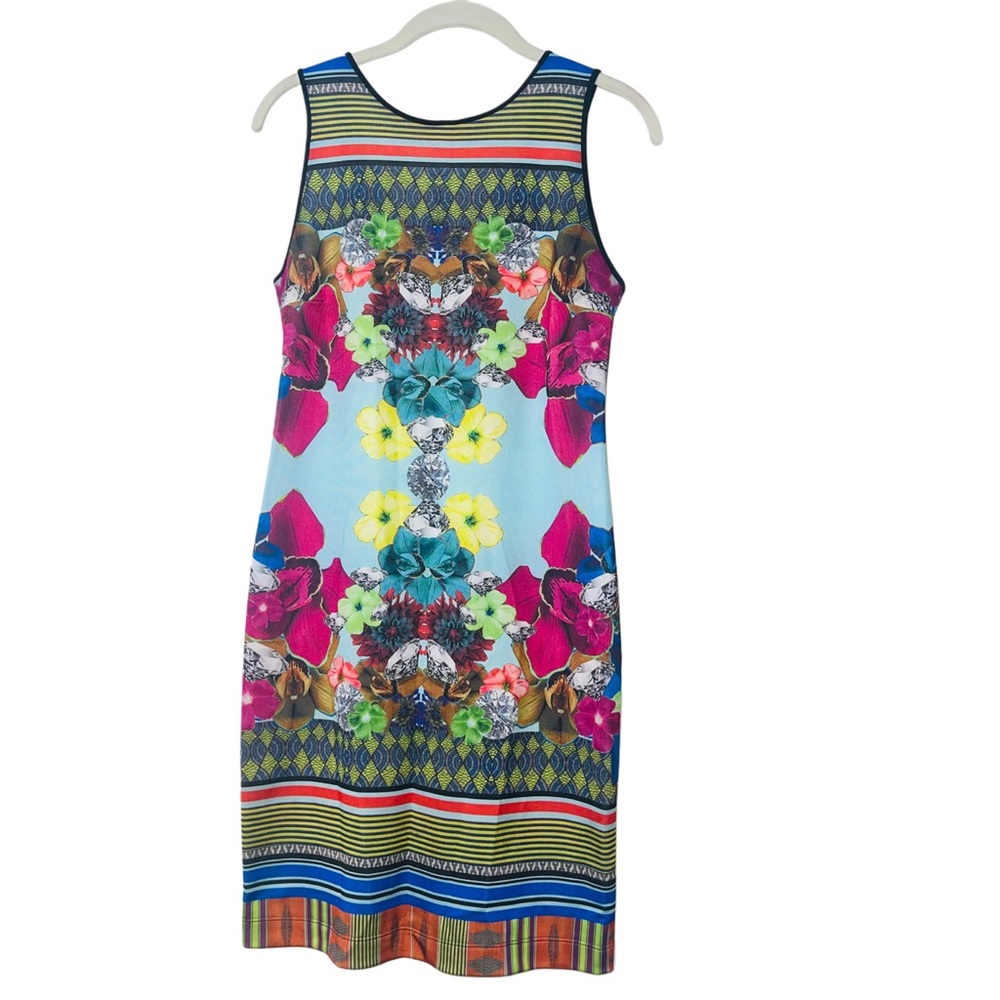 Clover Canyon Pink Yellow Sheath Midi Dress